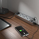 Розеточный блок 4-х местный + 3 USB Werkel W6514944 серебристый рифленый a051458