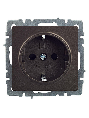 Розетка с заземлением и защитными шторками IEK Brite РС14-1-0-БрТБ бронза BR-R14-16-K45