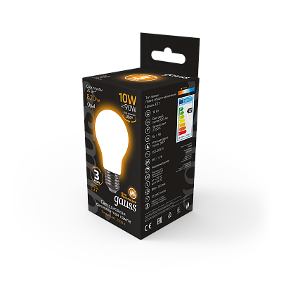 Лампа Gauss Filament А60 10W 820lm 2700К Е27 LED 102202110 (20 шт)