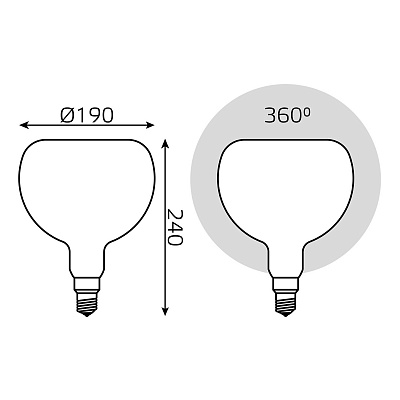 Лампа Gauss Filament А190 10W 890lm 4100К Е27 milky диммируемая LED 1017802210