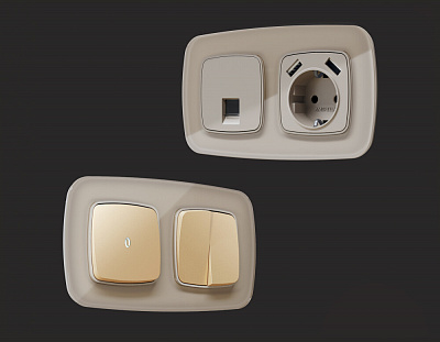 Рамка OMEGA Radian (Серо-бежевый Стекло закаленное натуральное) на 4 поста OF350604