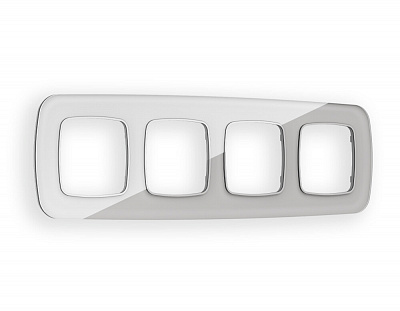 Рамка OMEGA Radian (Серебро Стекло органическое) на 4 поста OF320404