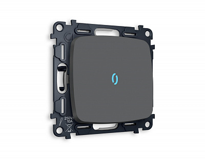 Комплект механизма 1-клавишного выключателя с подсветкой 10000K OMEGA MO902020 Графит мягкое касание QUANT