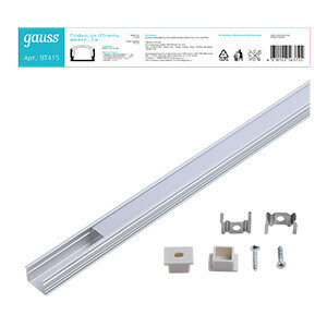 Профиль для ленты LED Gauss врезной гл 12mm 2м BT415