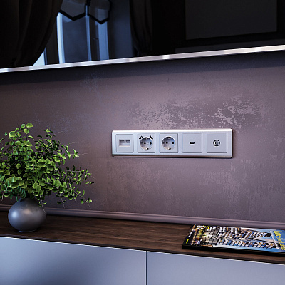 Розетка ТВ проходная Werkel серебряные a051517