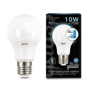 Лампа Gauss A60 10W 920lm 4100K E27 LED 102502210-S