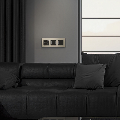 Сенсорный выключатель двухклавишный Werkel черный a063602