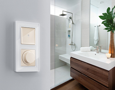 Комплект механизма 1-клавишного выключателя с подсветкой 5600K ALFA MA302015 Бежевый глянец QUANT