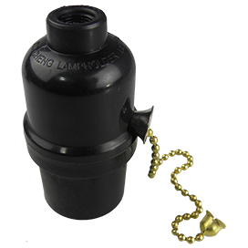 Патрон подвесной с выключателем на цепочке карболит E27 Ecola base AB7SWBEAY