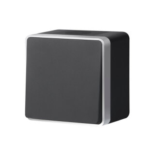 Выключатель одноклавишный IP44 черный с серебром Werkel Gallant W5010234 a051164