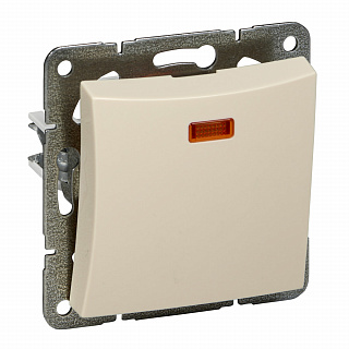 Переключатель одноклавишный с подсветкой бежевый SE Duet WDE000263