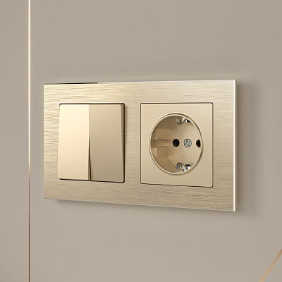 Розетка с заземлением и шторками Werkel шампань a050858