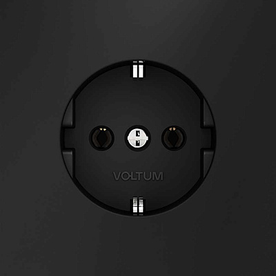 Розетка встраиваемая VOLTUM S70 с заземлением 16А, (черный матовый) VLS040108