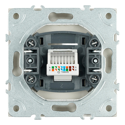 Розетка компьютерная 1-местная RJ-45 (механизм), STEKKER Эмили, RST00-5117-08, кашемир, soft touch