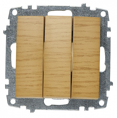 Выключатель трехклавишный Zena береза 609-012700-254