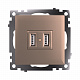 Розетка USB 2-местная (механизм), STEKKER Катрин GLS10-7115-02, 250B, 2,1A, шампань
