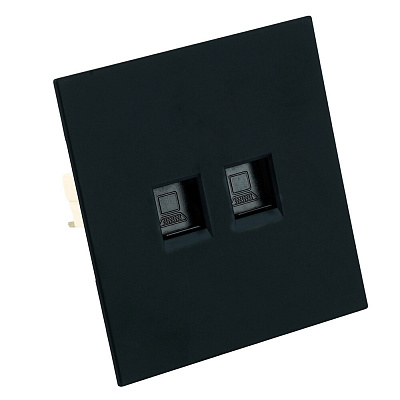 Розетка компьютерная 2-местная RJ-45 (механизм), STEKKER Мия, RST00-3111-05, черный бархат