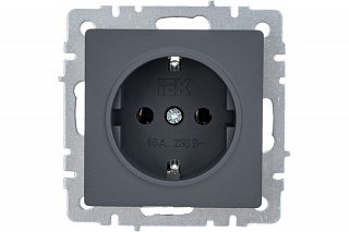Розетка с заземлением IEK Brite РС11-1-0-БрГ графит BR-R11-16-K53