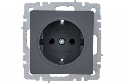 Розетка с заземлением IEK Brite РС11-1-0-БрГ графит BR-R11-16-K53