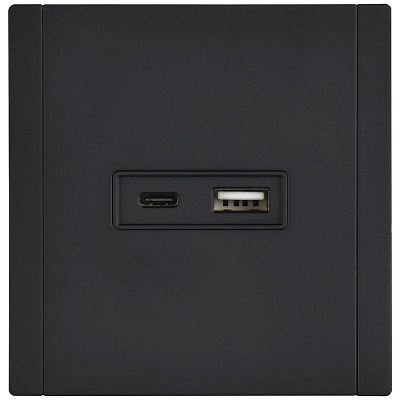 Розетка USB A+C 18Вт IEK FORTE&PIANO FP151M FP-U22-018-M-K02 металл черный