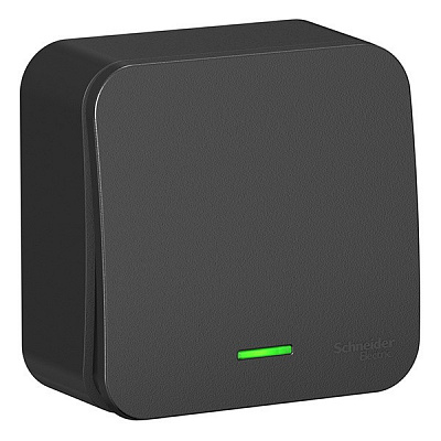 Выключатель одноклавишный SE Blanca с подсветкой с изолированой пластиной антрацит BLNVA101116