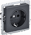 Розетка с заземлением и защитными шторками IEK Brite РС14-1-0-БрГ графит BR-R14-16-K53