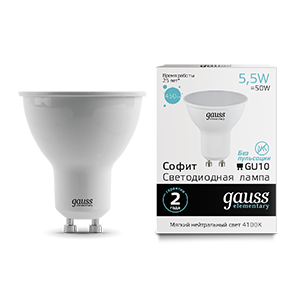 Лампа Gauss Elementary MR16 5.5W 450lm 4100К GU10 LED  13626 (2 шт)
