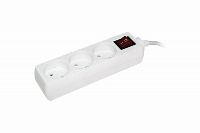 Удлинитель IEK У3 3 места без заземления 3м 2х0,75мм2 10А/250В черный