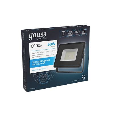 Прожектор Gauss Qplus 50W 6000lm 6500K 175-265V LED 613511350