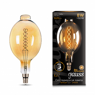 Лампа Gauss Filament BT180 8W 620lm 2400К Е27 LED 152802008 (5 шт)