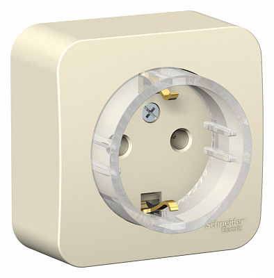 Розетка с заземлением молочный SE Blanca BLNRA110112