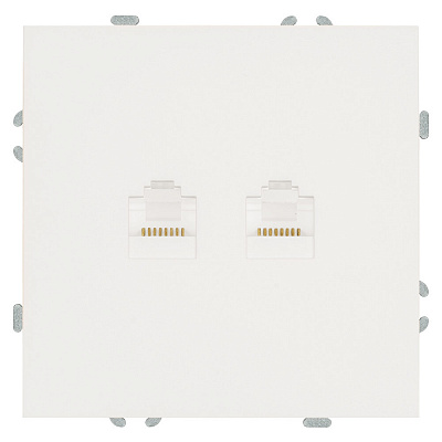 Розетка компьютерная 2-местная RJ-45 (механизм), STEKKER Эмили, RST00-5111-01, белый фарфор, soft touch