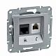 Розетка RJ11+RJ45 кат.5е алюминий SE Sedna SDN5100160