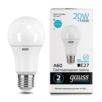 Лампа Gauss Elementary A60 20W 1600lm 4100K E27 LED 23229