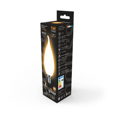 Лампа Gauss Filament Свеча на ветру 5W 420lm 2700К Е14 LED 104201105 (5 шт)