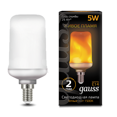 Лампа Gauss T65 5W 20-80lm 1500K E14 Flame LED 157401105