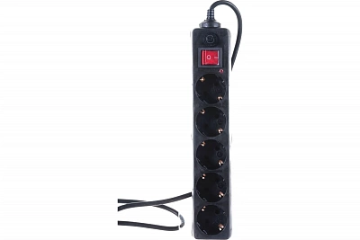 Сетевой фильтр с выключателем и заземлением 3м General Lighting Systems GPS-5-16-3x1-300-B 471004, черный