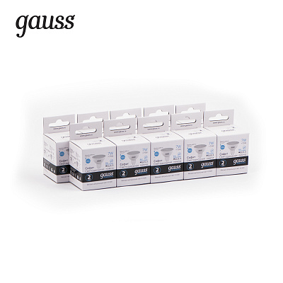 Лампа Gauss Elementary MR16 7W 550lm 4100K GU5.3 LED  13527 (2 шт)