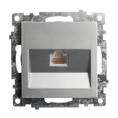 Розетка компьютерная 1-местная RJ-45 (механизм), STEKKER Катрин GLS00-7107-03, серебро