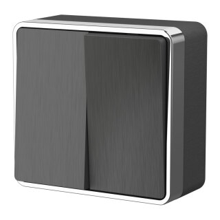 Выключатель двухклавишный графит рифленый Werkel Gallant W5020004 209930