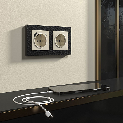 Розетка с заземлением и USB Werkel слоновая кость a056273