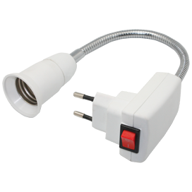 Переходник вилка-патрон E27 гибкий 300мм c выключателем Ecola base APF7SWEAY