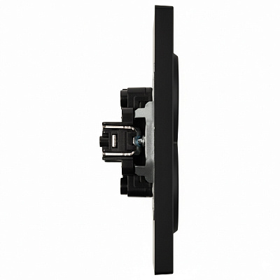 Розетка 2-местная с защитной шторкой, STEKKER Эмили, б/з, 250В, 16А, RST16-5116-05, черный уголь, soft touch