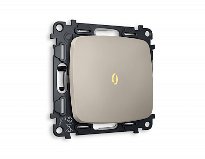 Комплект механизма 1-клавишного выключателя с подсветкой 3200K OMEGA MO362010 Серо-бежевый матовый QUANT