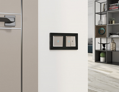 Комплект механизма 2-клавишного выключателя с подсветкой 10000K ALFA MA364020 Серо-бежевый матовый QUANT