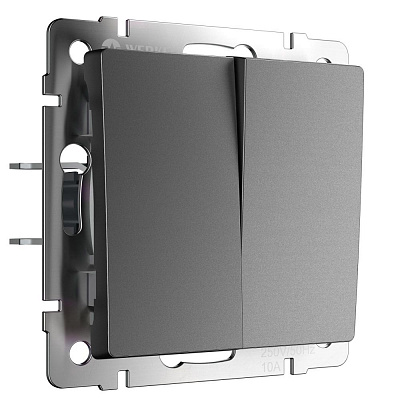 Выключатель двухклавишный проходной Werkel графит матовый a063100