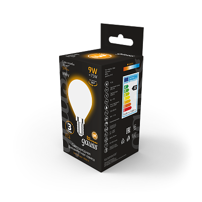 Лампа Gauss Filament Шар 9W 590lm 3000К Е14 LED 105201109
