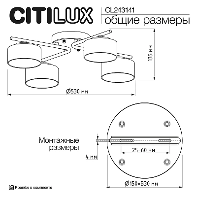Люстра потолочная Citilux ESPACE CL243141