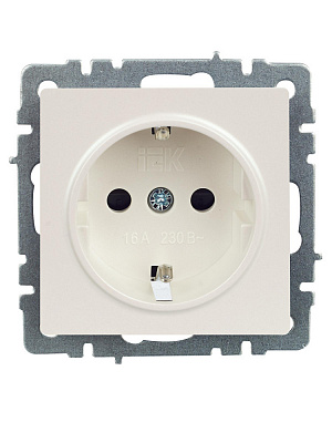 Розетка с заземлением и защитными шторками IEK Brite РС14-1-0-БрЖ жемчуг BR-R14-16-K36
