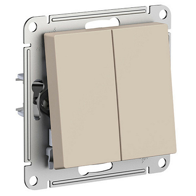 Переключатель 2-клавишный AtlasDesign ПЕСОЧНЫЙ ATN001265